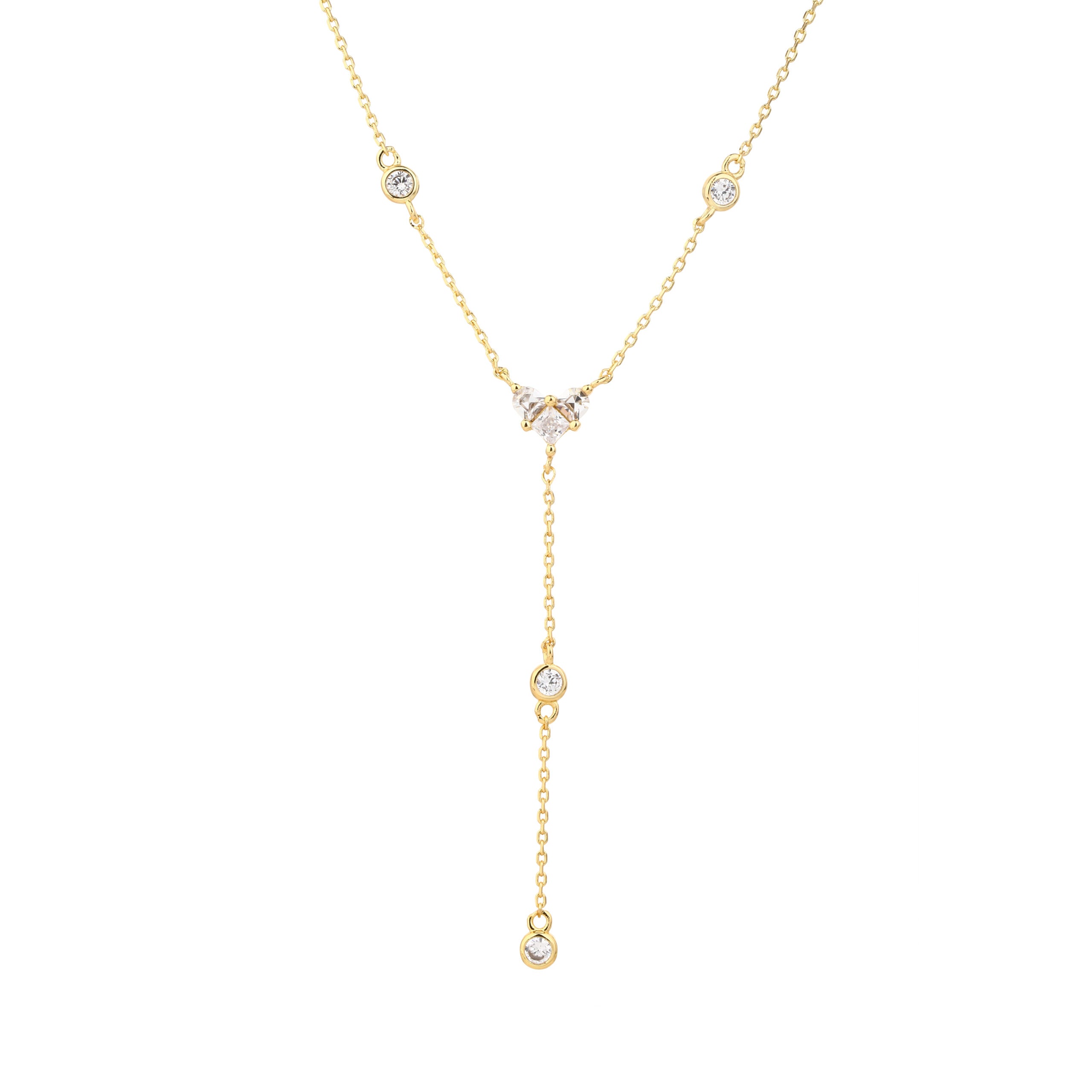 שרשרת לבבות נופלת ציפוי זהב 14K