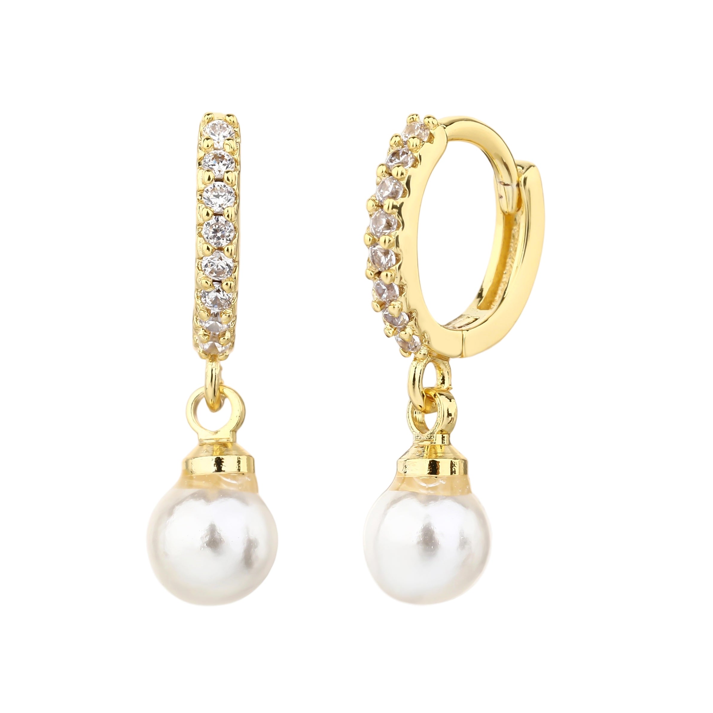 עגילים פנינה ציפוי זהב 14K