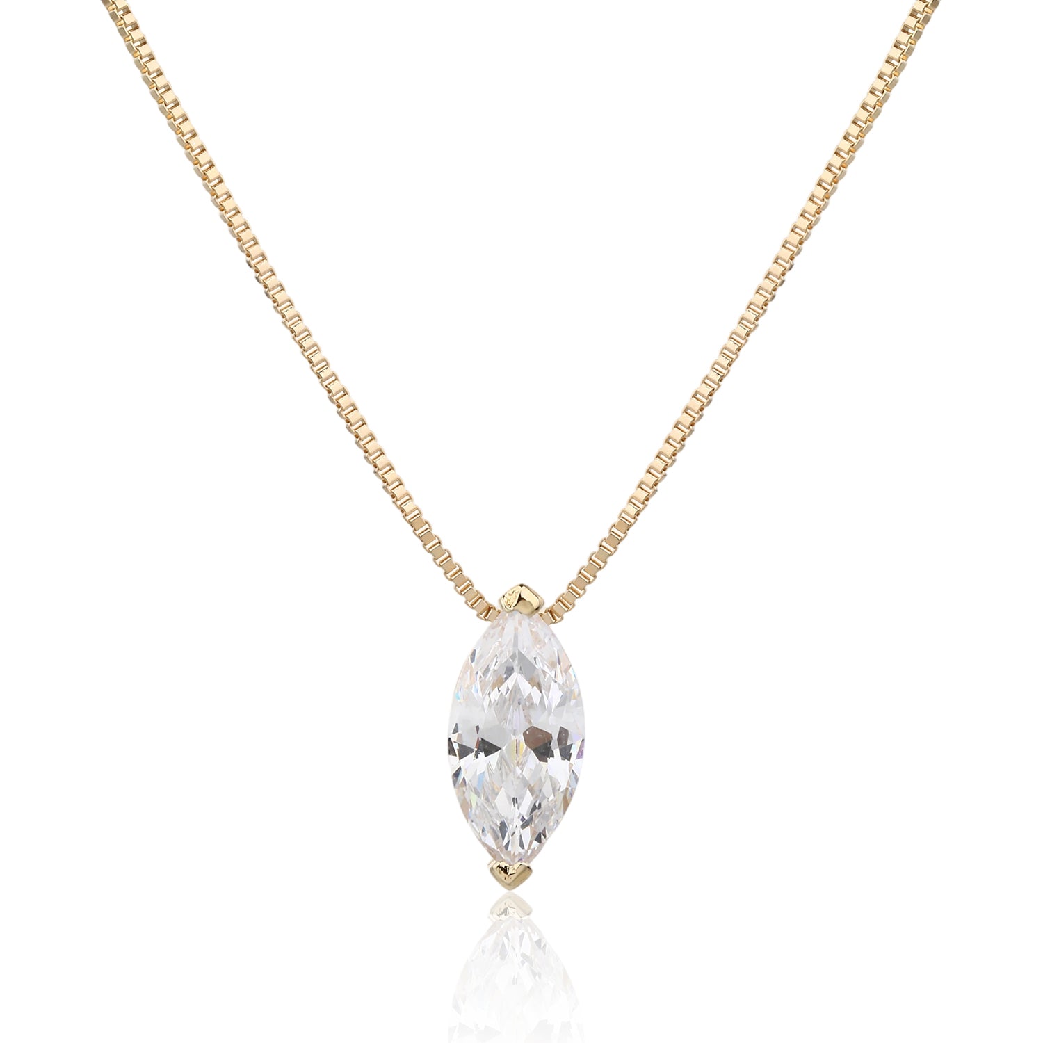 שרשרת יהלום אובלי ציפוי זהב 14K