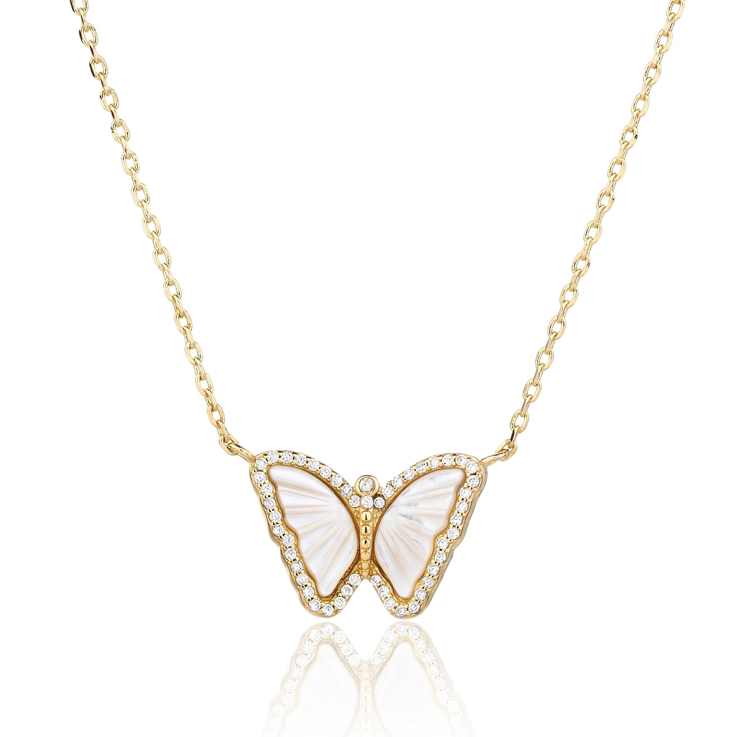 שרשרת פרפר ציפוי זהב 14K