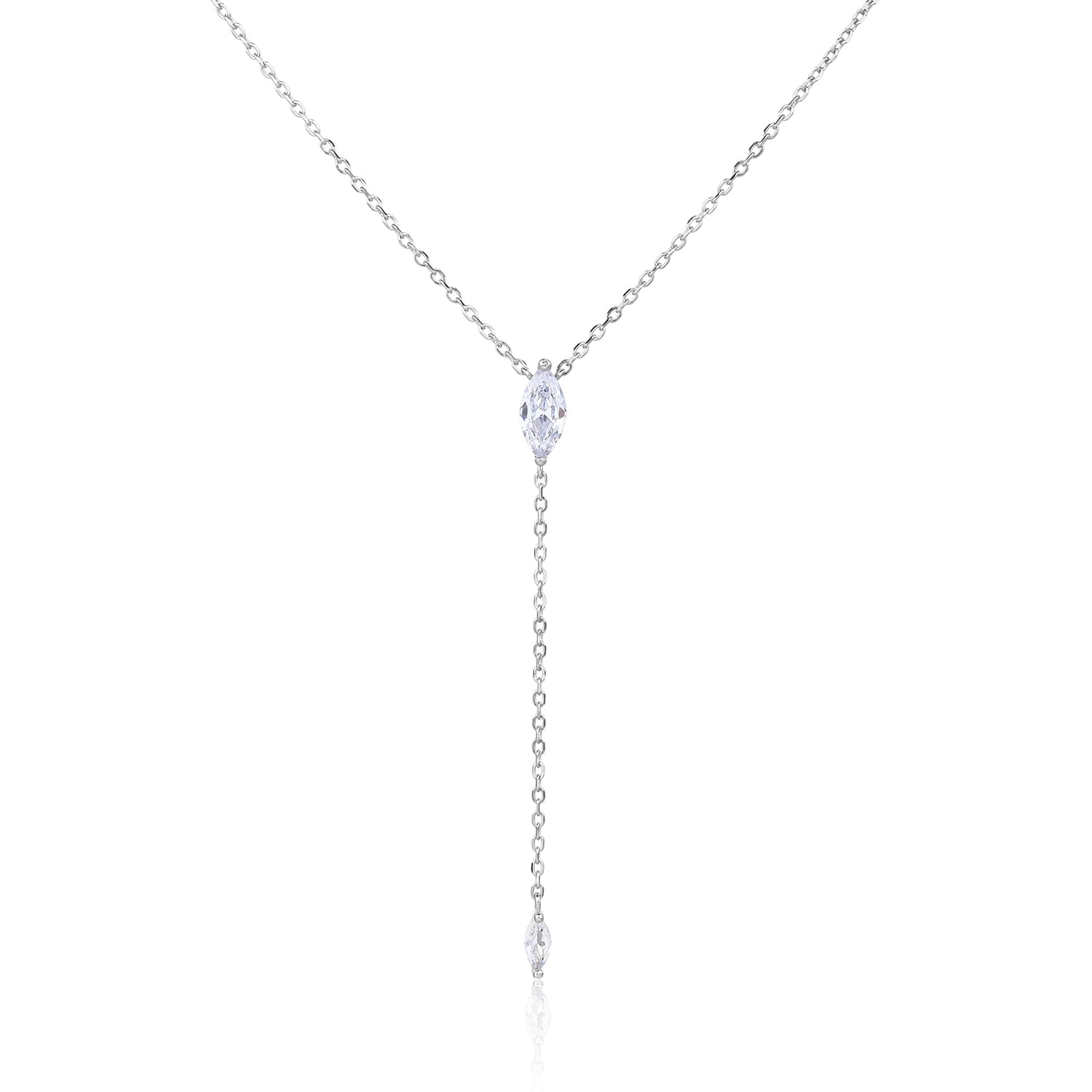 שרשרת נופלת יהלום אובלי כסף