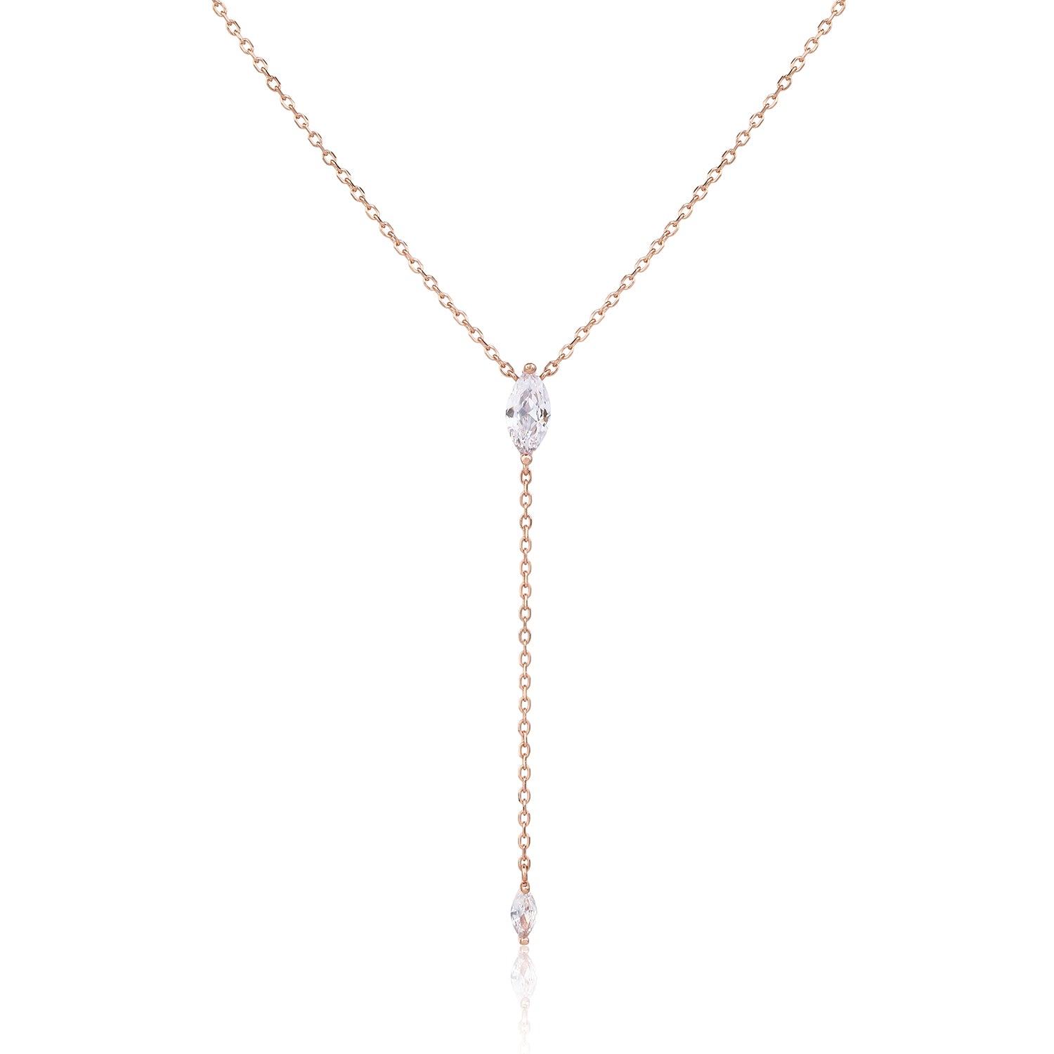 שרשרת נופלת יהלום אובלי רוז גולד