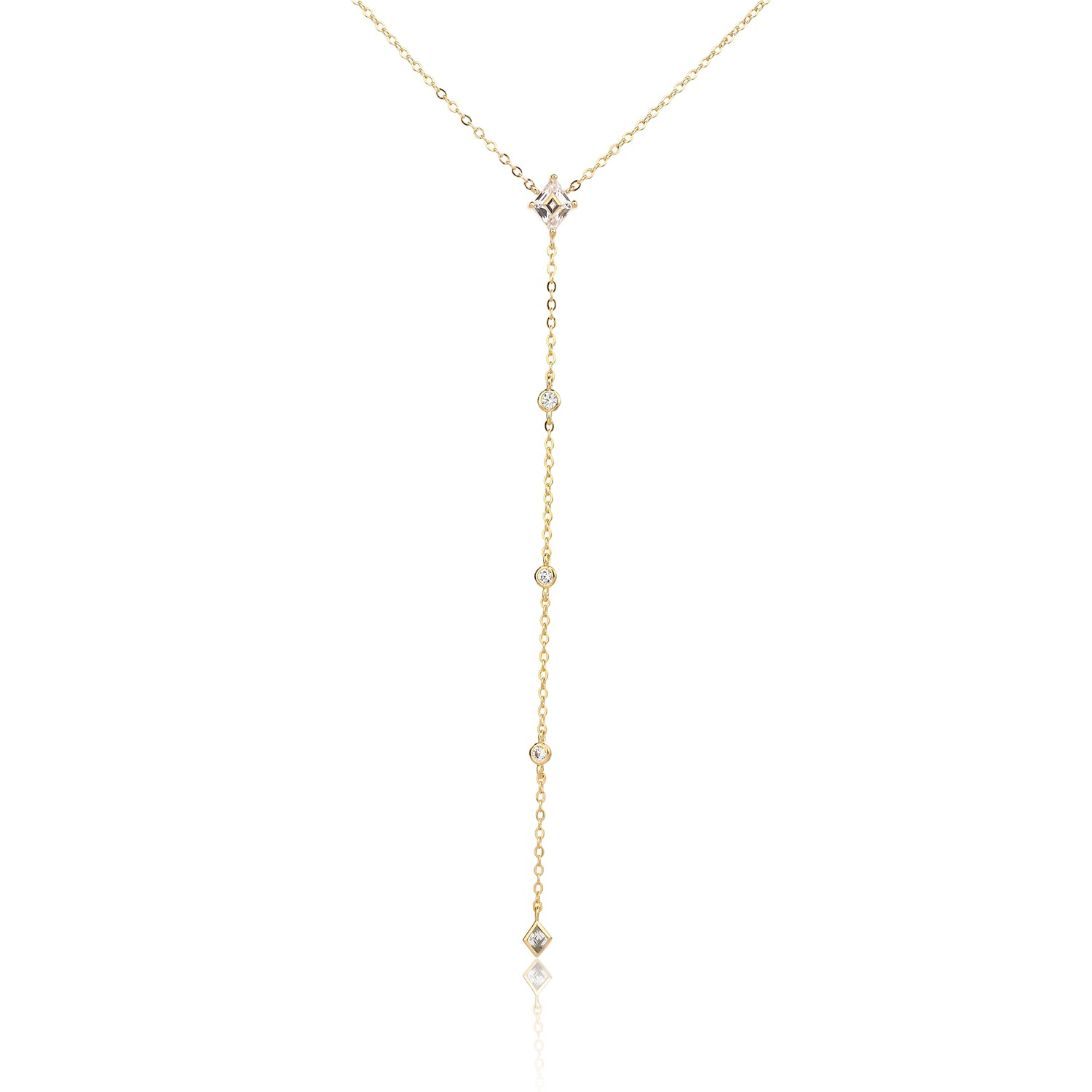 שרשרת נופלת מעוין ציפוי זהב 14K