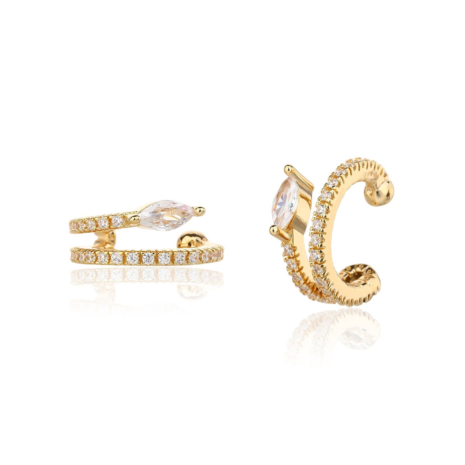 עגיל דמוי הליקס קליו ציפוי זהב 14K