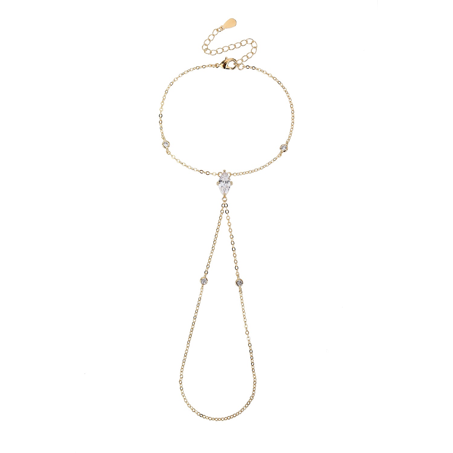 צמיד טבעת יהלום אובלי ציפוי זהב 14K